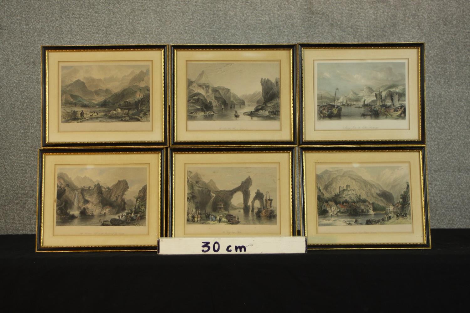 After Thomas Allam (1804-1872) Six 19th century framed coloured engravings of various views of - Image 2 of 9