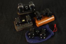 Four 20th century cased pairs of opera glasses/binoculars. H.7 W.11 D.4.5cm. (largest)