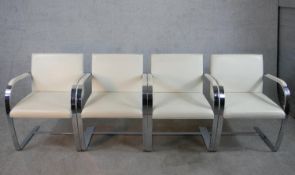 After Mies van der Rohe (1886-1969, German-American), a set of chrome plated Brno open armchairs,