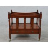 A 20th century George III style mahogany Canterbury, with a long drawer on square section legs