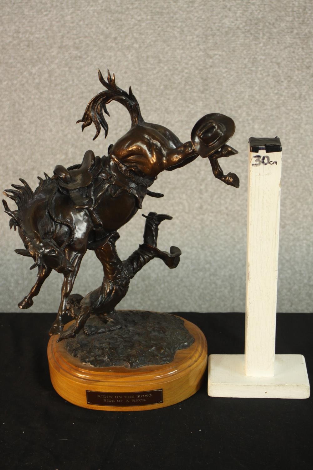 Don Toney, 1954, bronze, 'Riding on the Wrong Side of a Wreck', bucking horse with falling cowboy, - Image 2 of 10