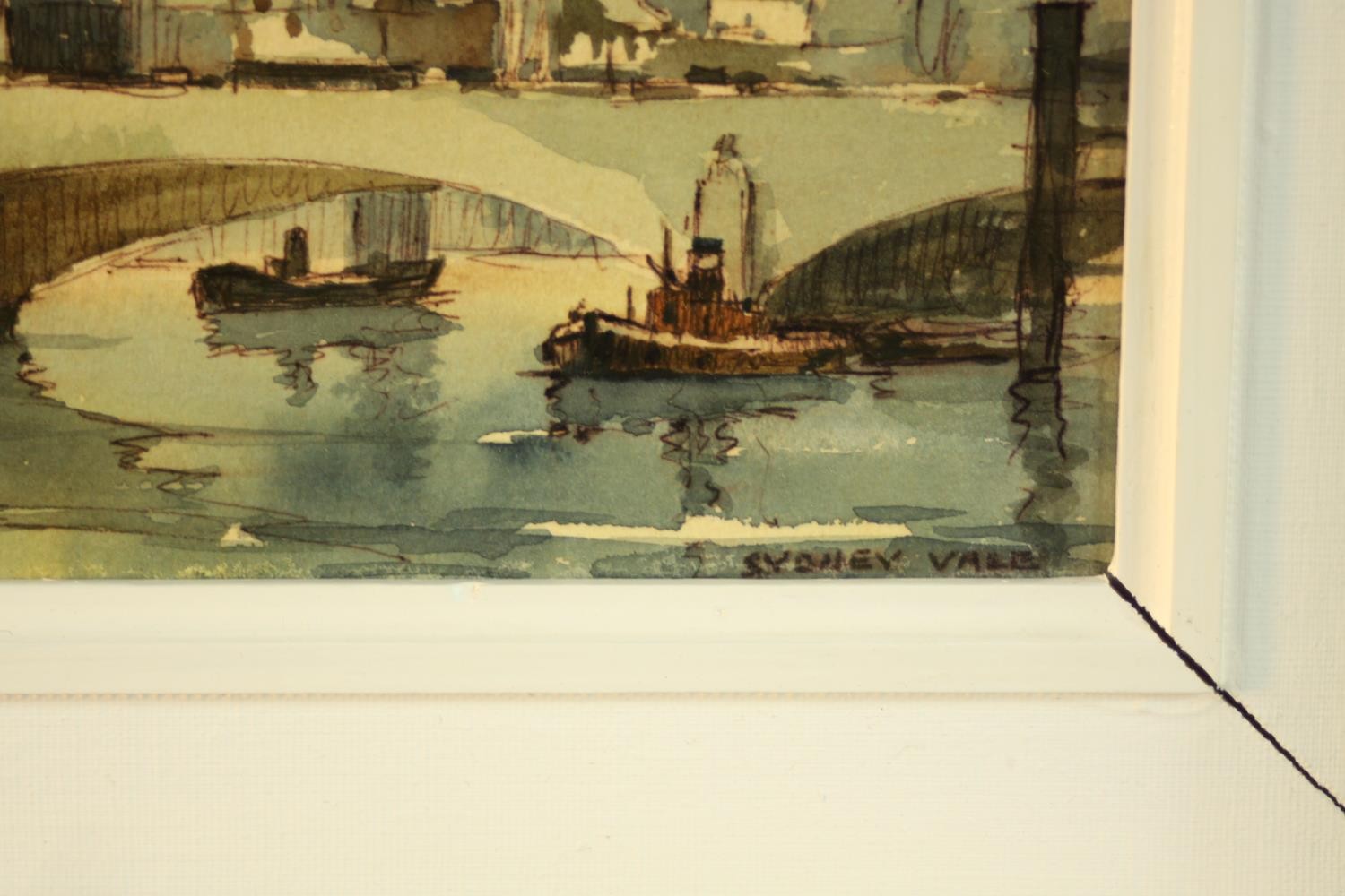 Sydney Vale (1916-1991), River Thames with St. Pauls Cathedral behind, watercolour on paper, - Image 3 of 6