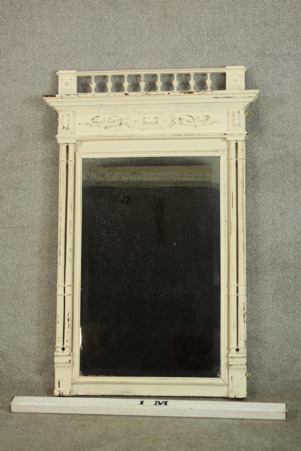 A 19th century white painted mahogany framed carved wall mirror. H.118 W.83cm. - Image 3 of 6