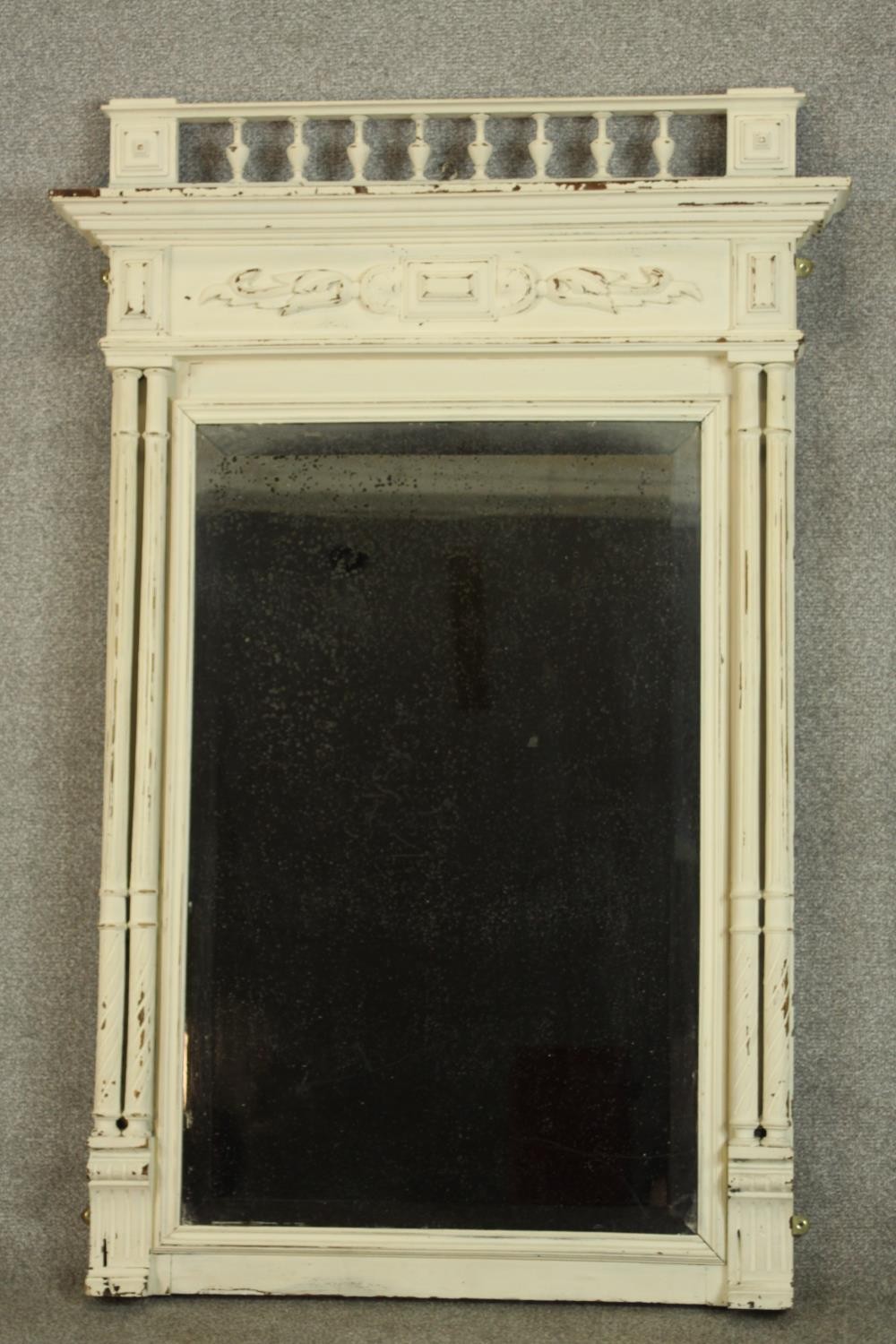 A 19th century white painted mahogany framed carved wall mirror. H.118 W.83cm. - Image 2 of 6