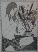 Shela Oliver (Contemporary); semi clad female, limited edition 26/50 pencil signed etching on paper,