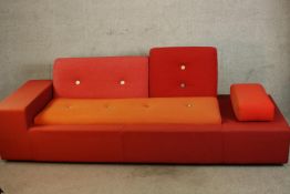A contemporary Vitra Polder Sofa designed by Hella Jongerius, upholstered in Polder Red fabric. H.76