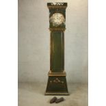A 19th century style Danish Bornholm style longcase clock, the painted dial with Roman and Arabic