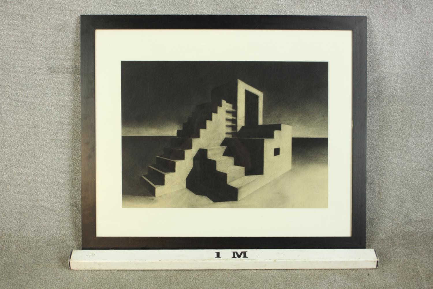 20th century, labyrinth staircase, monochrome print on paper, framed. H.79 W.96cm. - Image 3 of 7