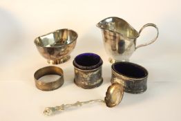 A Danish silver jug and bowl set, together with a George V hallmarked silver mustard and salt,