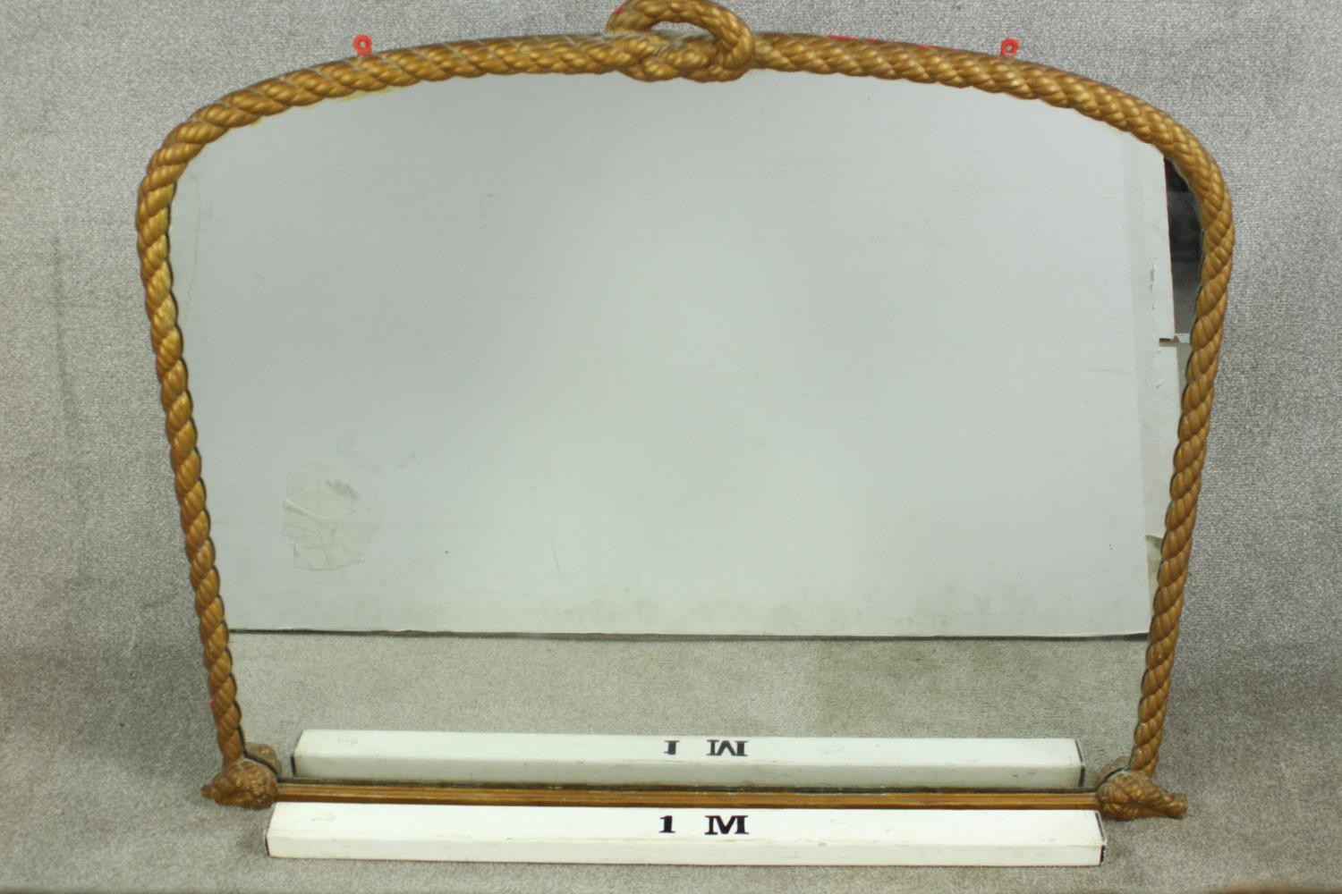 A 19th century gilt framed over mantle mirror, with rope twist style decoration. H.102 W.115cm. - Image 2 of 6