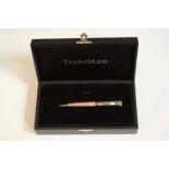 A boxed contemporary silver and enamel Yard O Led propelling pencil. H.5 W.18 D.10cm. (box)
