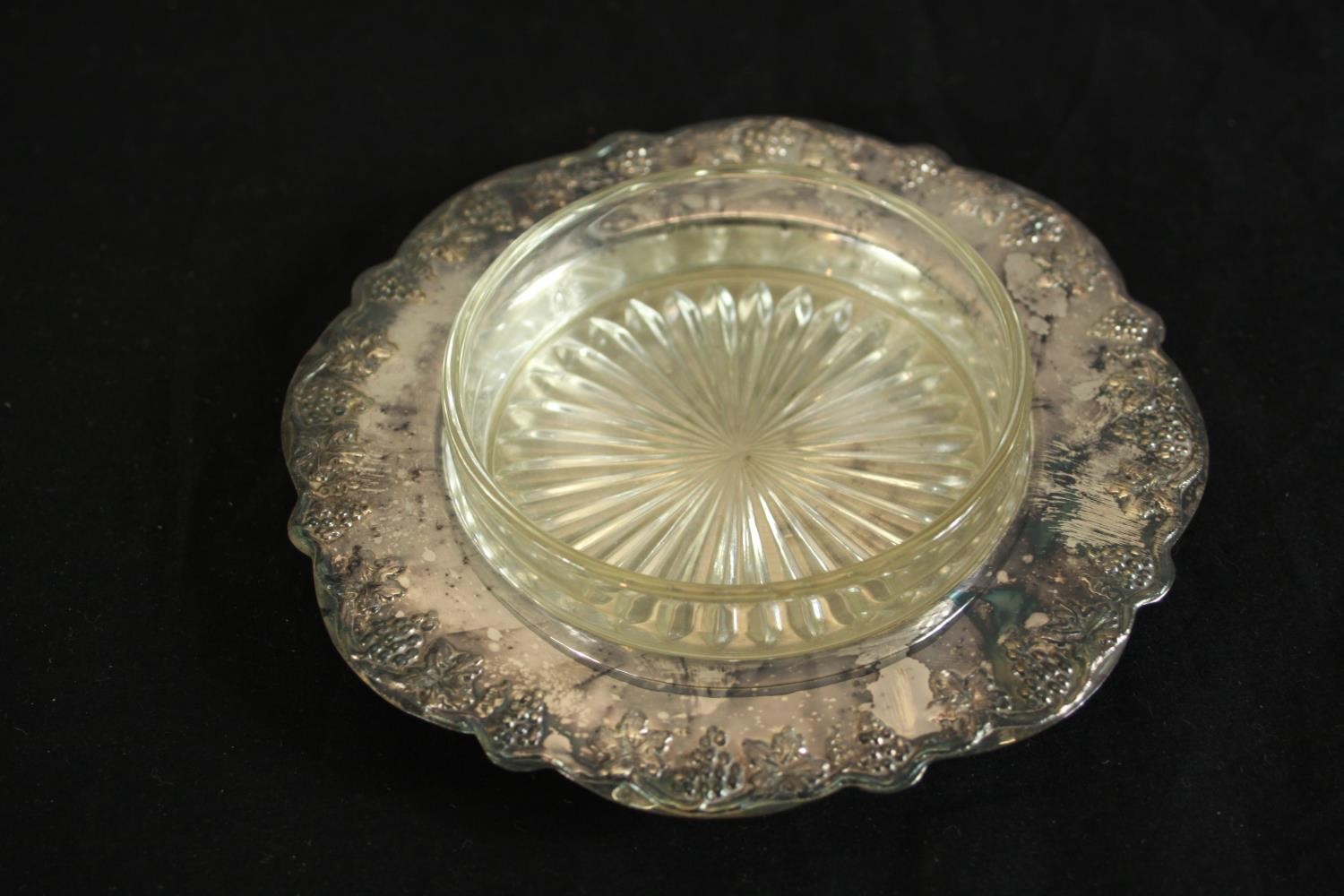A collection of silver plate and pewter, including three pierced design butter dishes, a taste de - Image 6 of 10