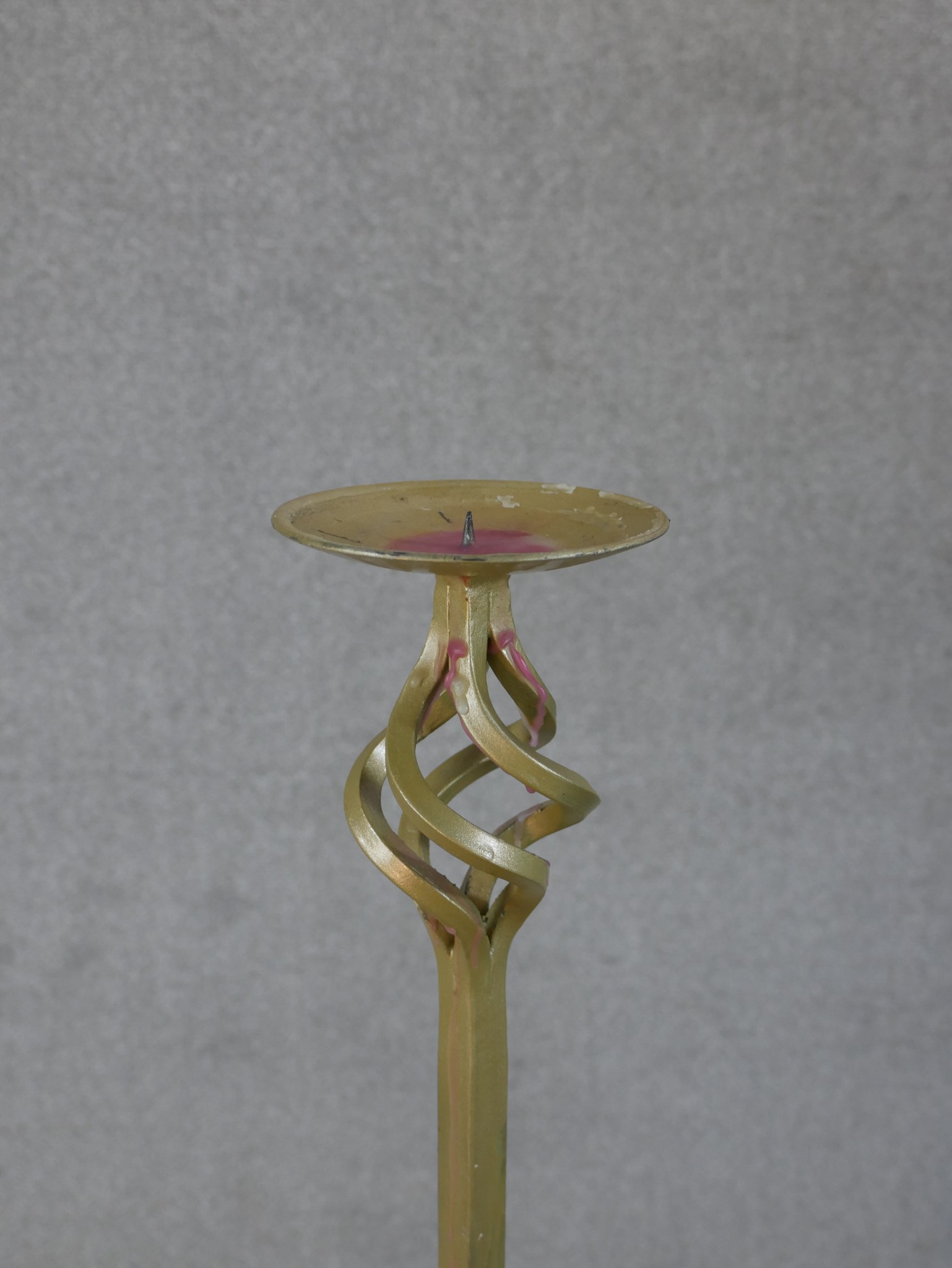 A 20th century gilt brass torchiere, the slender column raised on three outswept supports. H.140 W. - Image 3 of 4