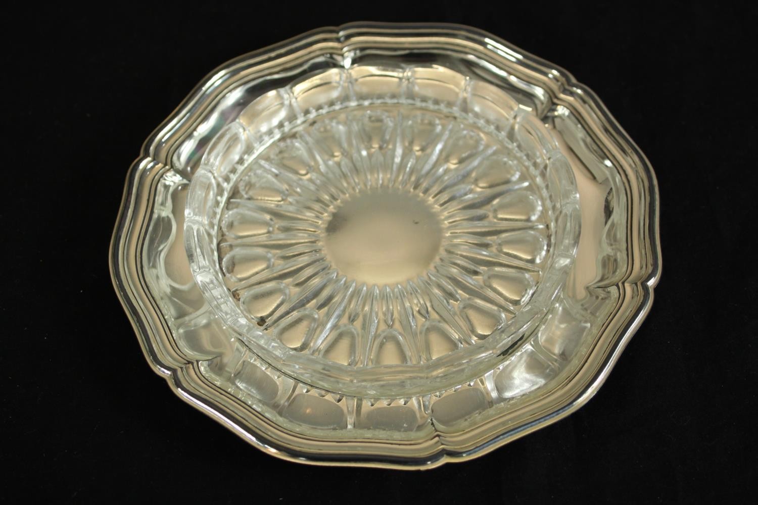 A collection of silver plate and pewter, including three pierced design butter dishes, a taste de - Image 7 of 10