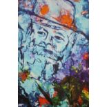 Sharon Schurder (Contemporary, Jewish), Chabad Lubavitch, coloured print on canvas, unframed. H.61