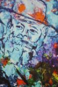 Sharon Schurder (Contemporary, Jewish), Chabad Lubavitch, coloured print on canvas, unframed. H.61