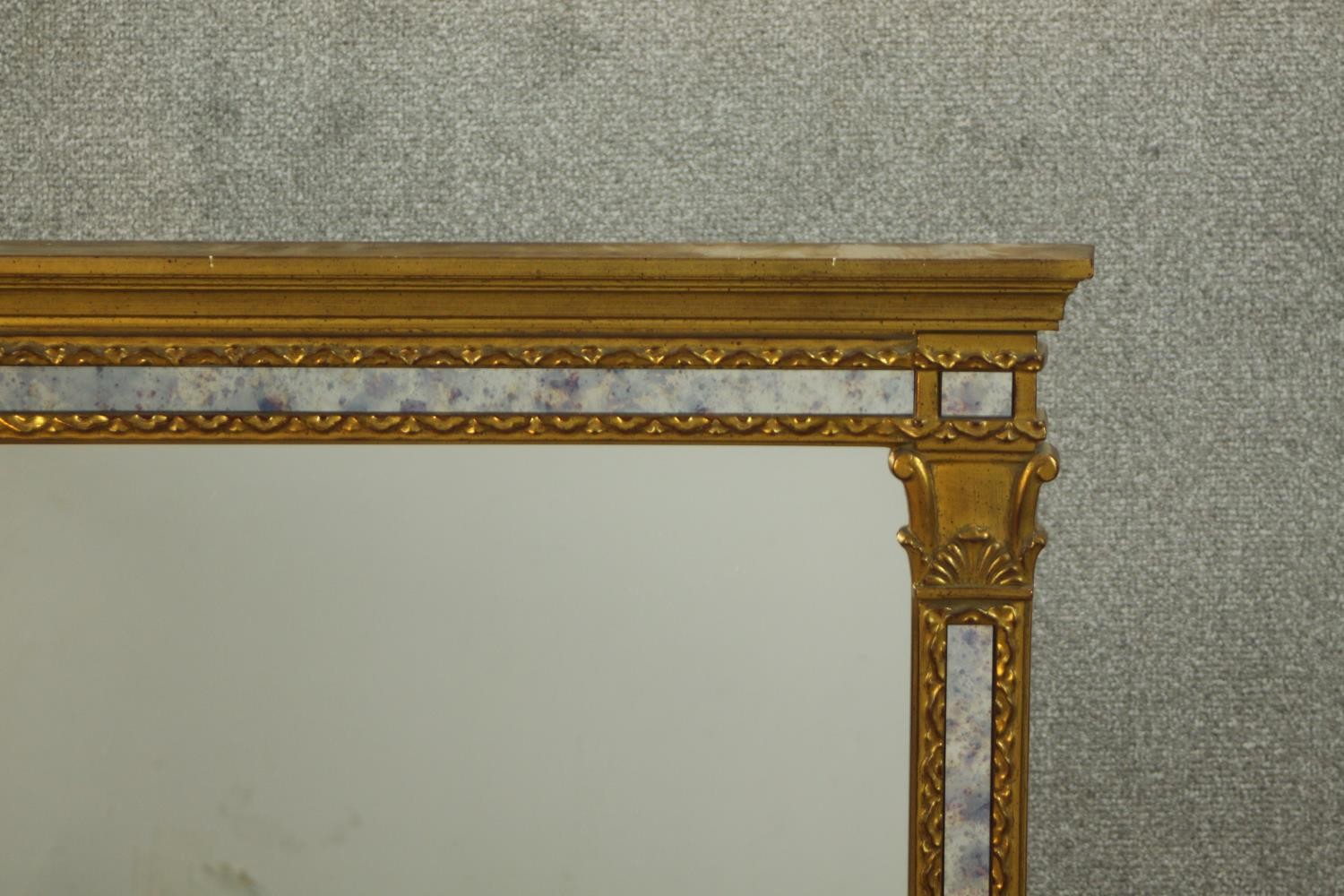 A 19th century, possibly Italian gilt framed rectangular pier mirror. H.91 W.65cm. - Image 4 of 8