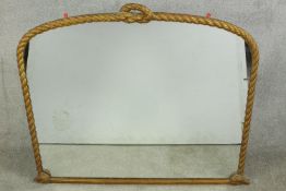 A 19th century gilt framed over mantle mirror, with rope twist style decoration. H.102 W.115cm.