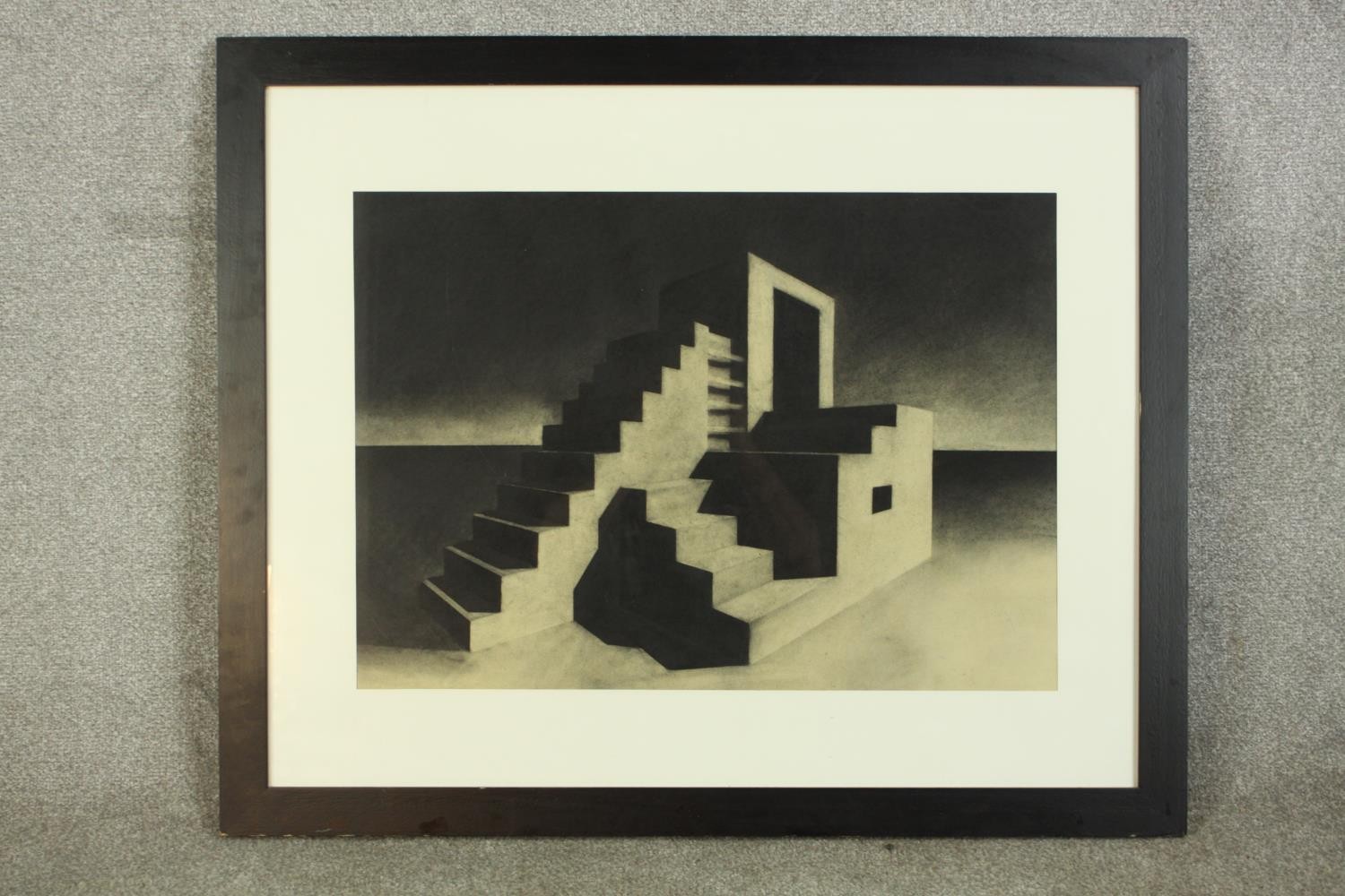 20th century, labyrinth staircase, monochrome print on paper, framed. H.79 W.96cm. - Image 2 of 7