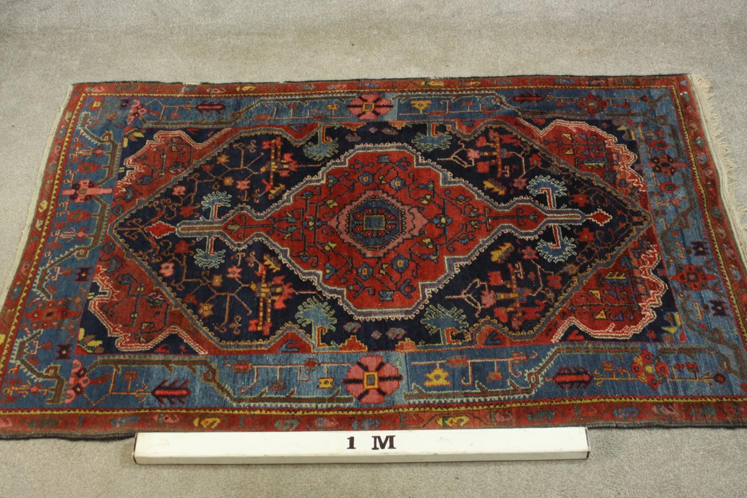 A red ground Persian Zanjan woollen rug, with all over geometric pattern. L.195 W.125cm. - Image 4 of 7