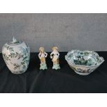 A contemporary Chinese porcelain jar and cover, together with a matching bowl, decorated with with