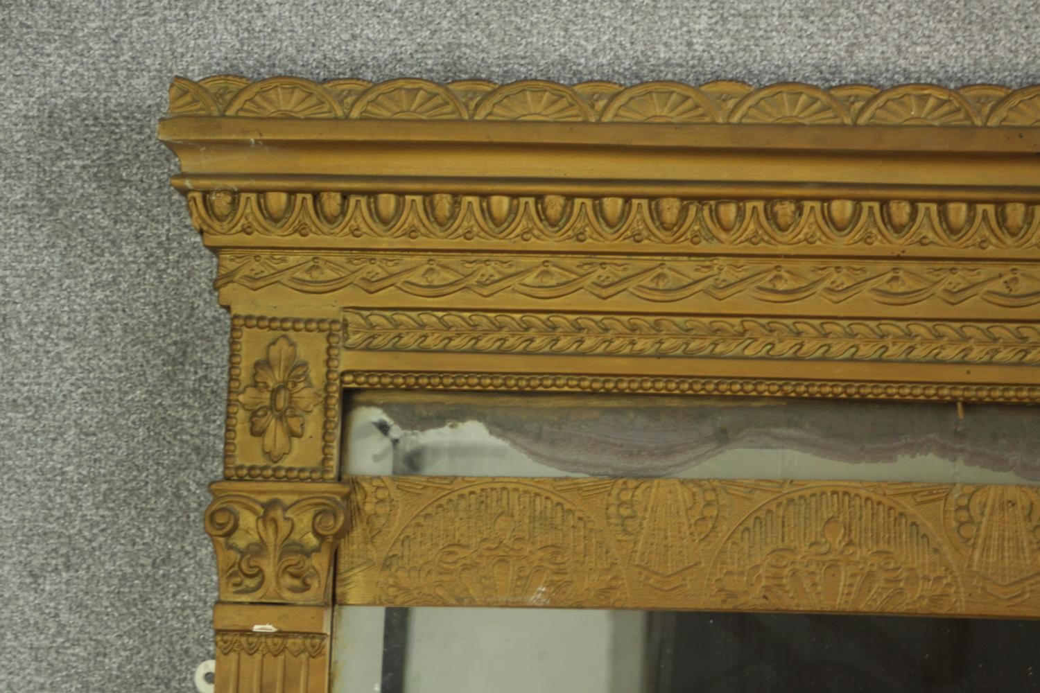 A Regency/Neo Classical style gild framed rectangular overmantel mirror. H.153 W.128cm. - Image 3 of 8