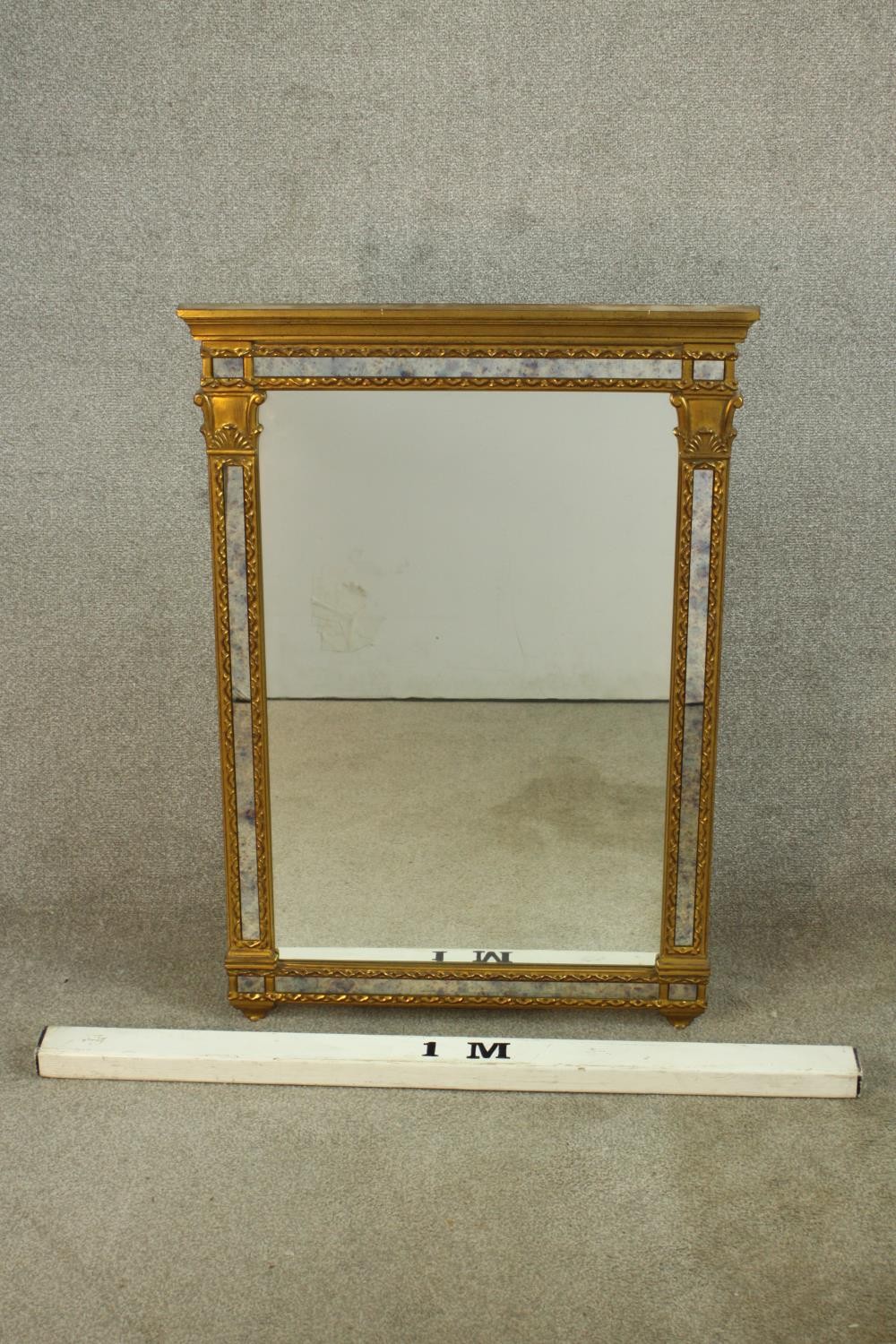 A 19th century, possibly Italian gilt framed rectangular pier mirror. H.91 W.65cm. - Image 2 of 8