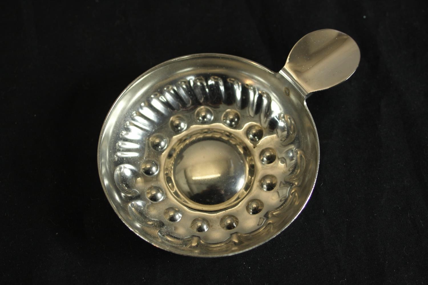 A collection of silver plate and pewter, including three pierced design butter dishes, a taste de - Image 4 of 10