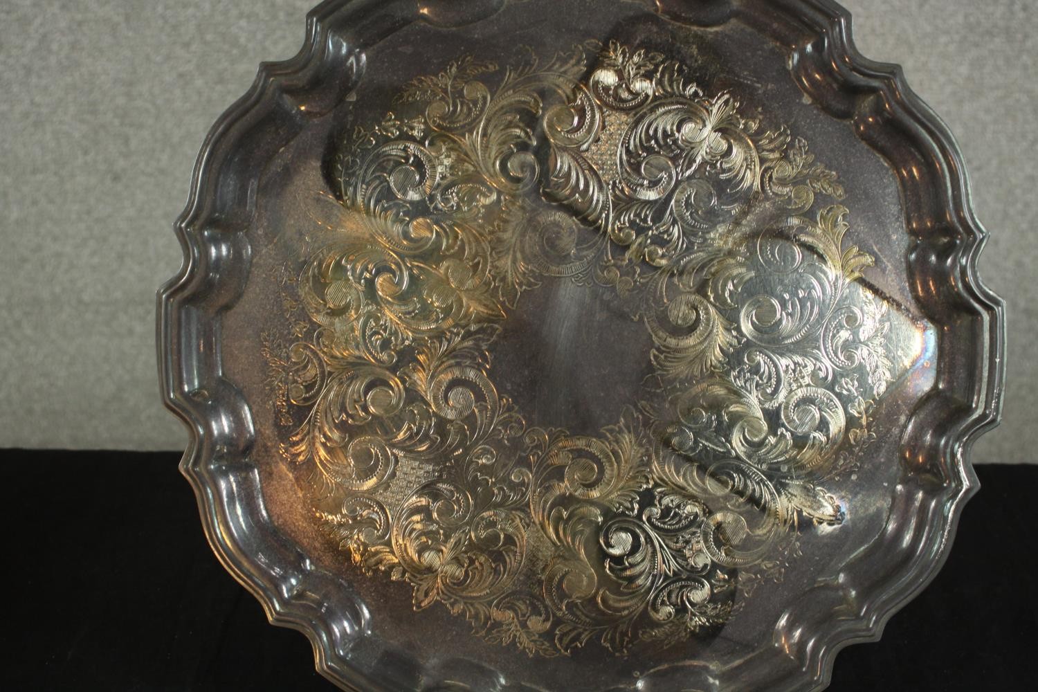 A collection of silver plate and pewter, including three pierced design butter dishes, a taste de - Image 3 of 10