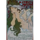 Alphonse Mucha Exposition XX March-April 1986, a framed advertising poster. H.92 W.67cm
