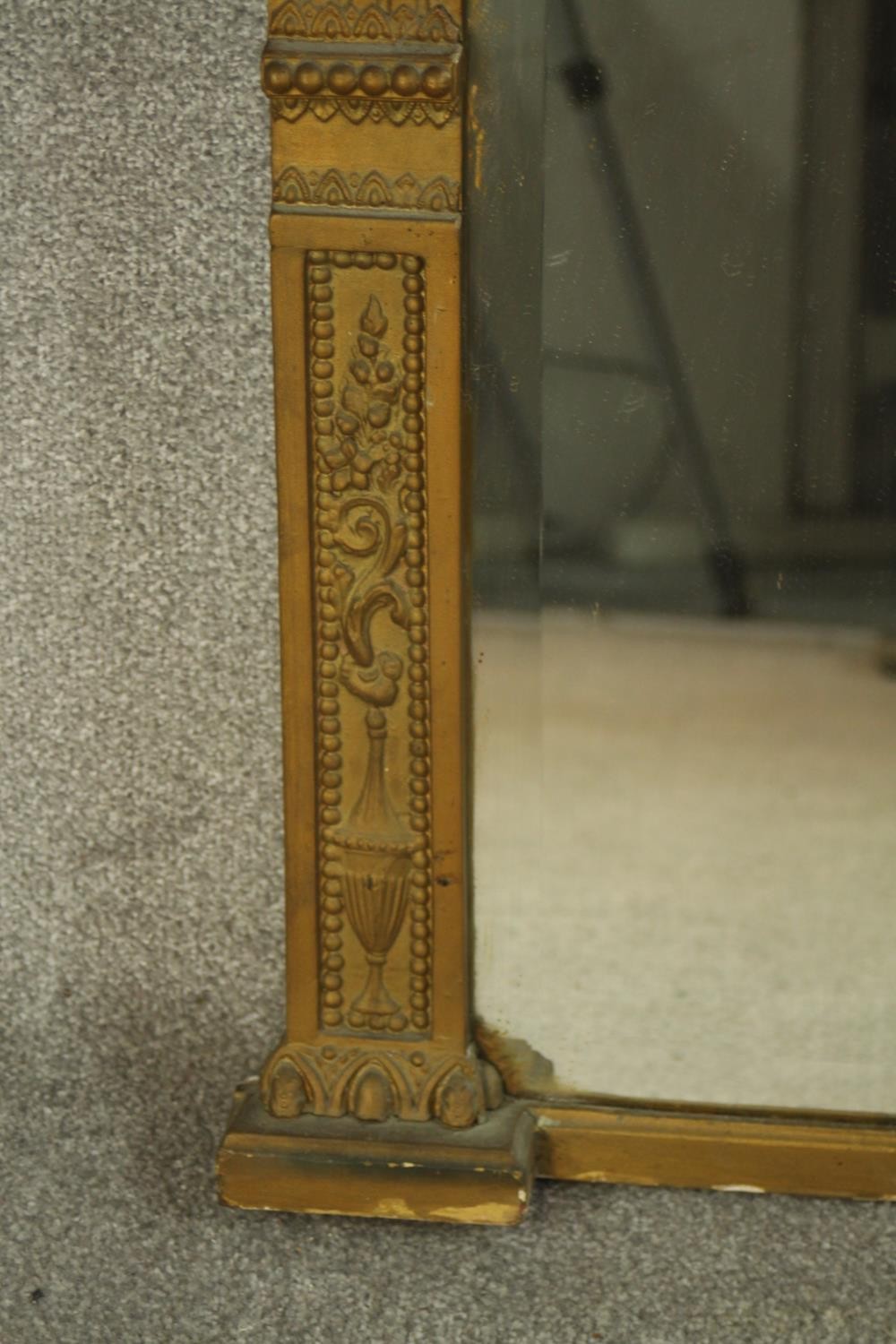 A Regency/Neo Classical style gild framed rectangular overmantel mirror. H.153 W.128cm. - Image 4 of 8