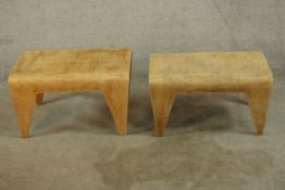 A nest of two 20th century birch plywood intersliding tables, attributed to Marcel Breuer for the