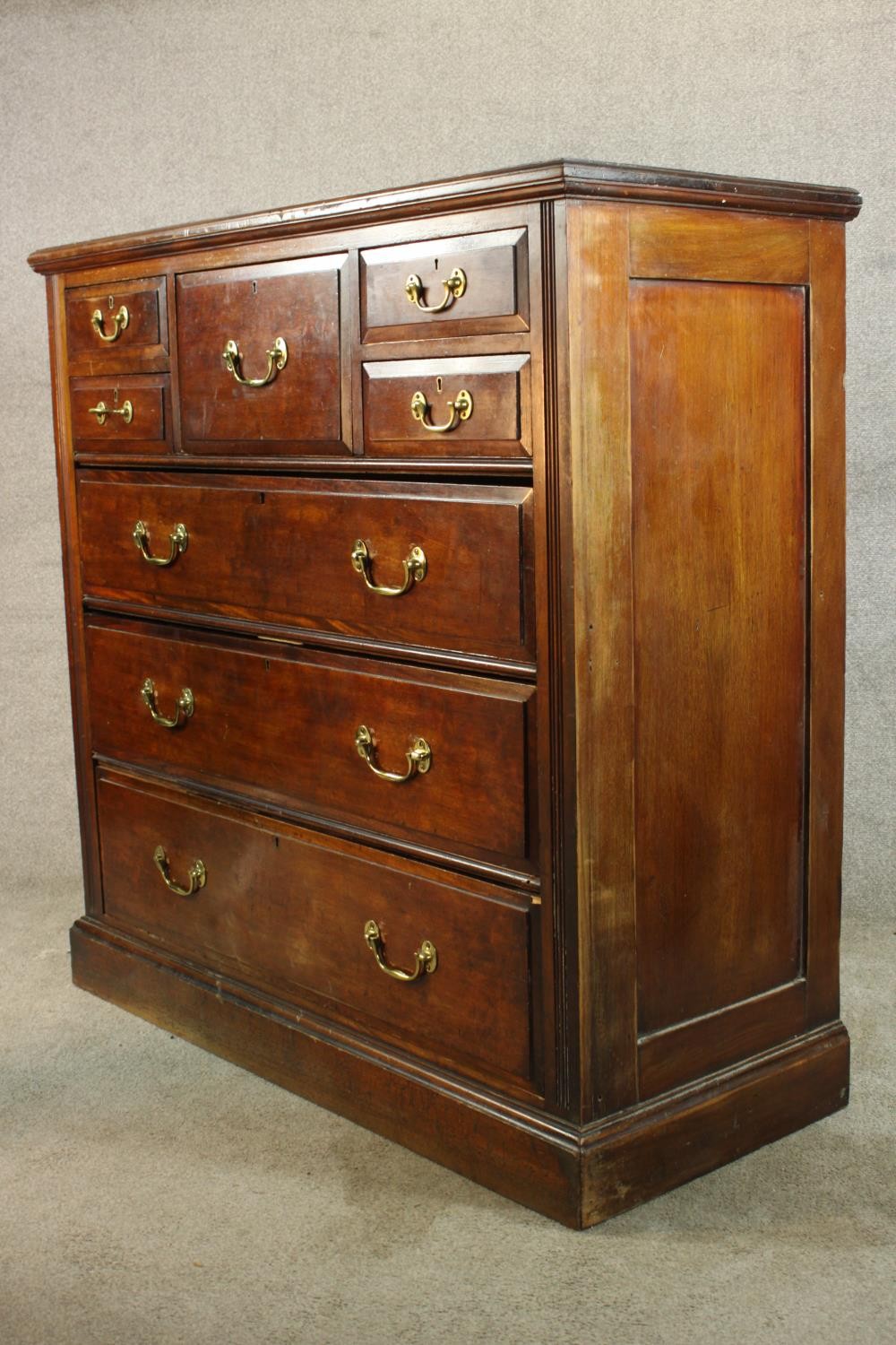 An Edwardian mahogany Scotch style chest of five short over three long graduating drawers with brass - Image 5 of 8