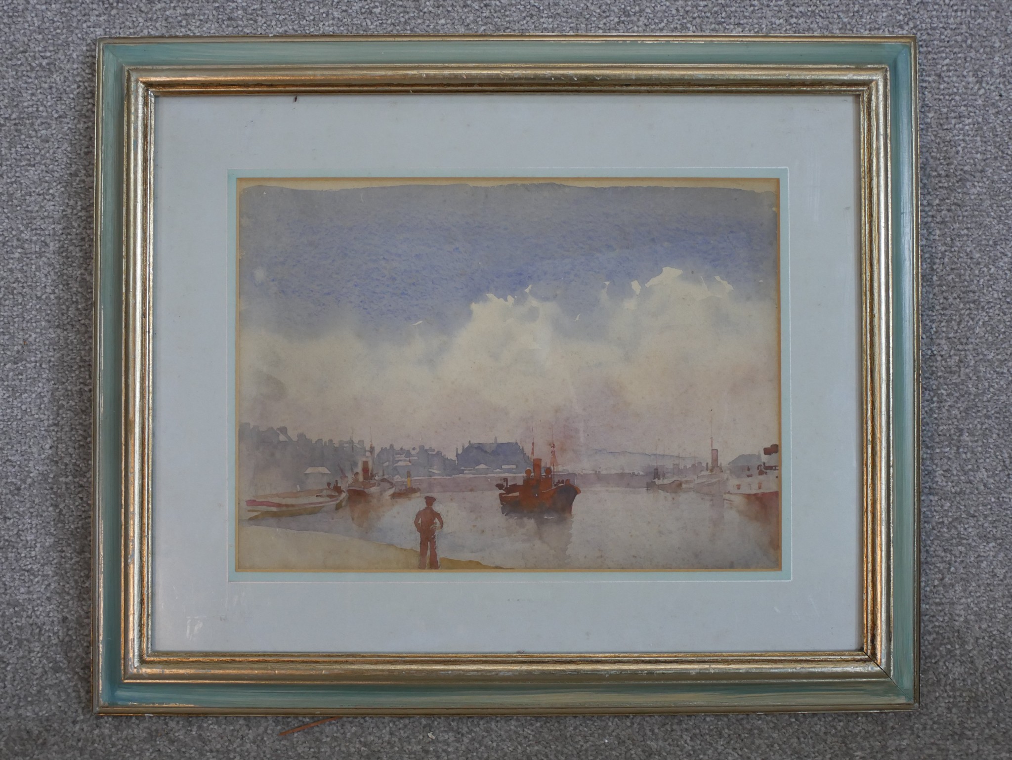 20th century, warships on the sea, two watercolours on paper, unsigned and framed. H.48 W.56cm - Image 3 of 6