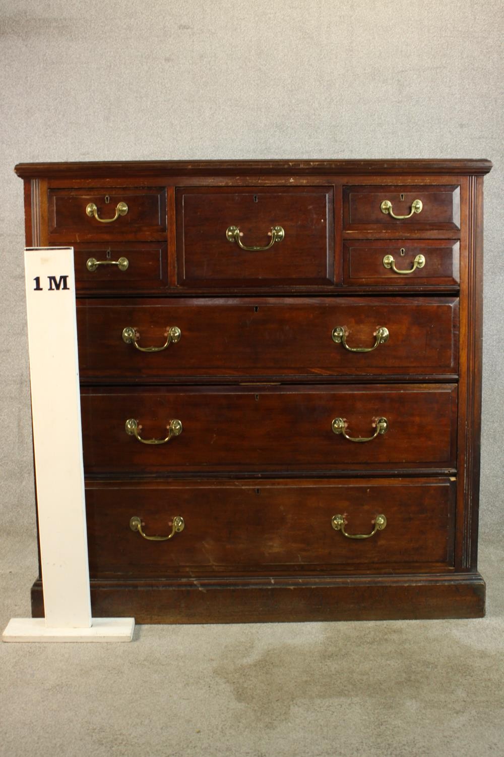 An Edwardian mahogany Scotch style chest of five short over three long graduating drawers with brass - Image 2 of 8