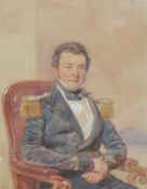 Edmund Havell II (1819-1899), Portrait of a military gentleman, watercolour on paper, signed and
