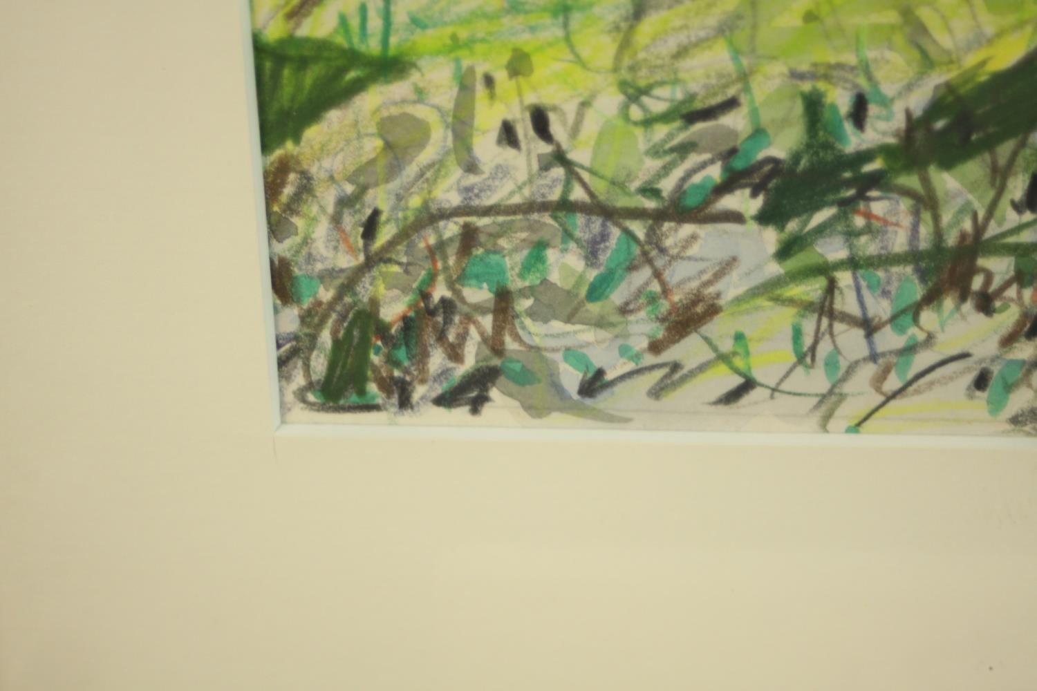 Martyn Baker (20th century), barbed wire across the cliff, watercolour on paper, framed, label - Image 5 of 7