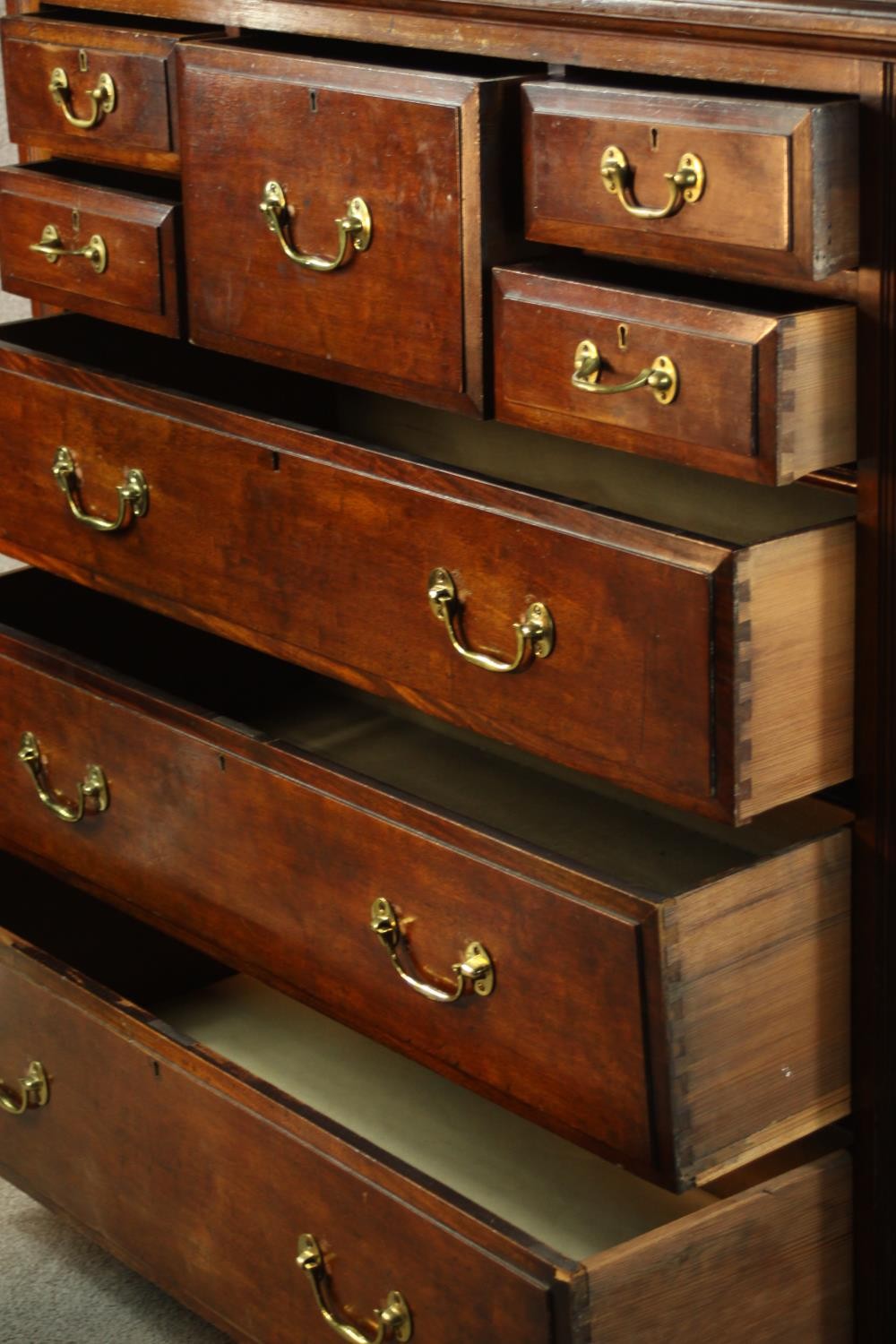 An Edwardian mahogany Scotch style chest of five short over three long graduating drawers with brass - Image 7 of 8