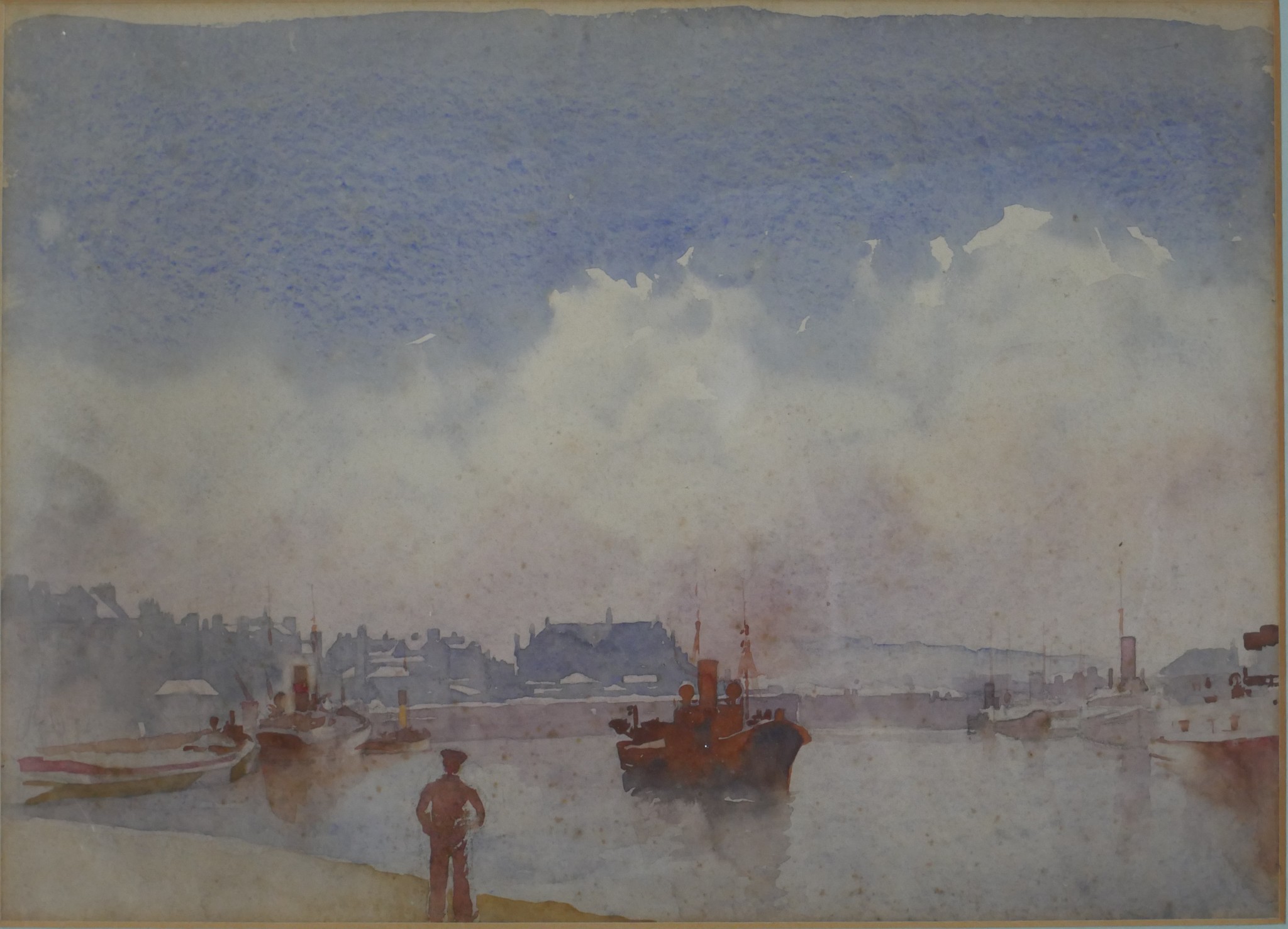 20th century, warships on the sea, two watercolours on paper, unsigned and framed. H.48 W.56cm - Image 4 of 6