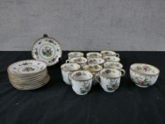 A 20th century Spode Peplow part tea set, retailed by Harrods, comprising of cups, saucers and sugar