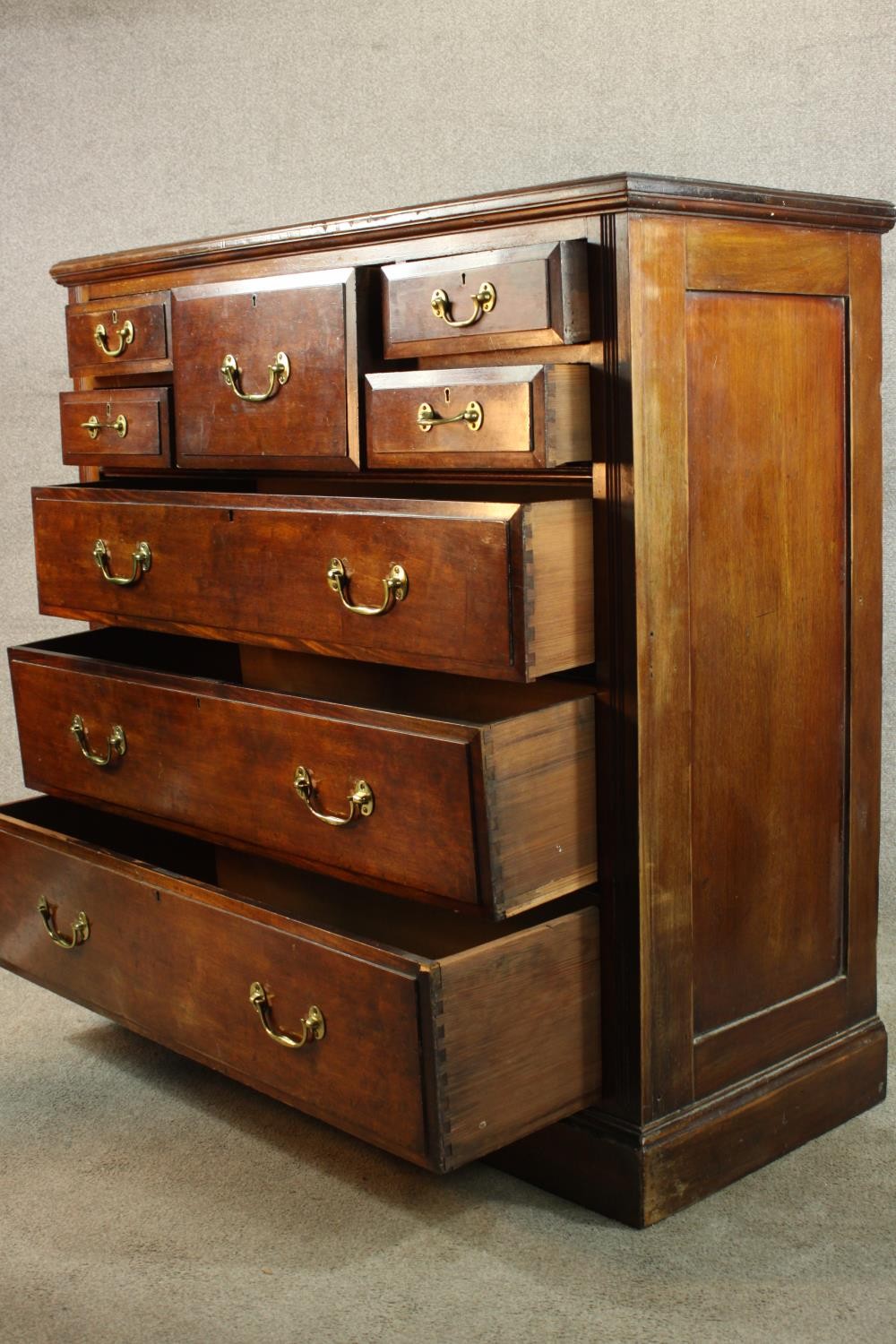 An Edwardian mahogany Scotch style chest of five short over three long graduating drawers with brass - Image 6 of 8