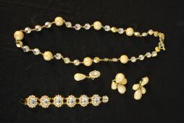 A collection of Swarovski and faux pearl costume jewellery, including a Sarah Booth crystal set oval
