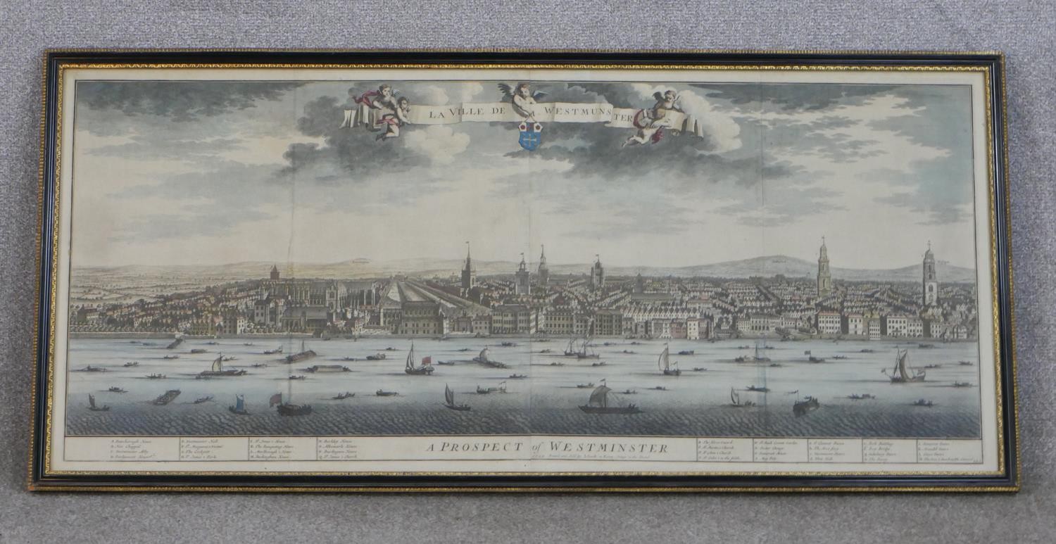 After Johannes 'Jan' Kip, a Prospect of Westminster, coloured print of a panoramic view of London, - Image 2 of 7