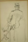 Frank Lewis Emanuel (1865-1948, British) seated French soldier, pencil drawing on paper, signed