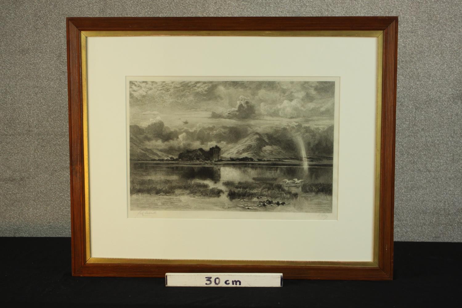 Keeley Halswelle (1831-1891, English), Kilchurn Castle, Loch Awe, pencil signed etching on paper, - Image 3 of 7