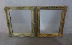 A pair of contemporary rectangular gilt framed wall hanging mirrors. H.65 W.54cm