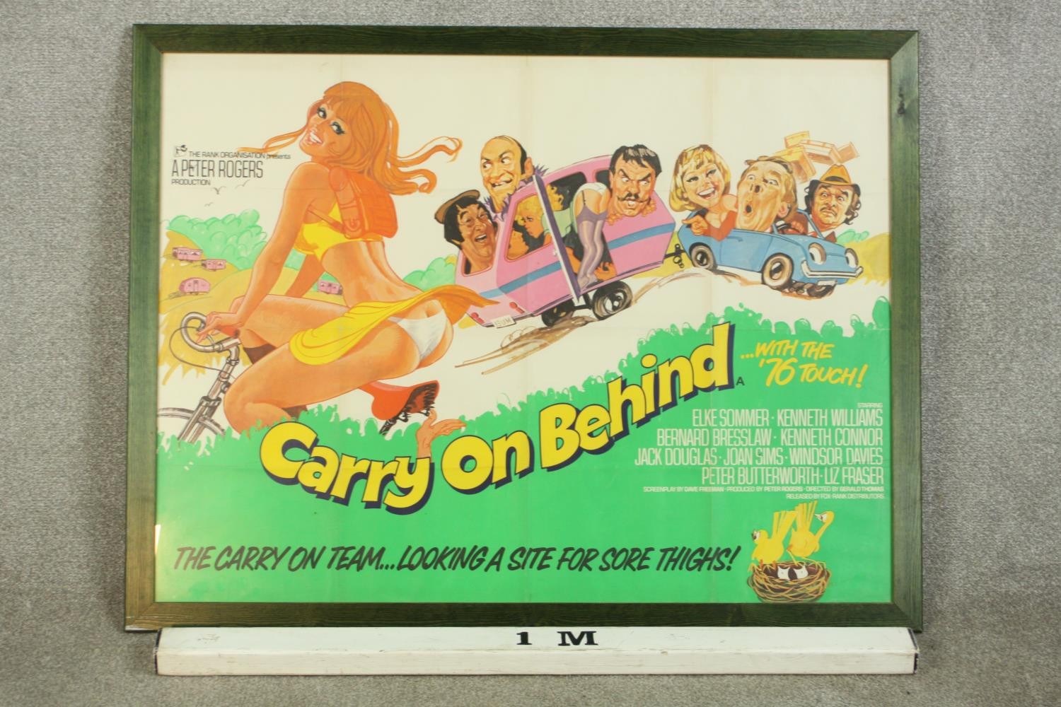 A Carry on Behind (1975) framed and glazed British Quad film poster. H.83 W.108cm. - Image 3 of 4