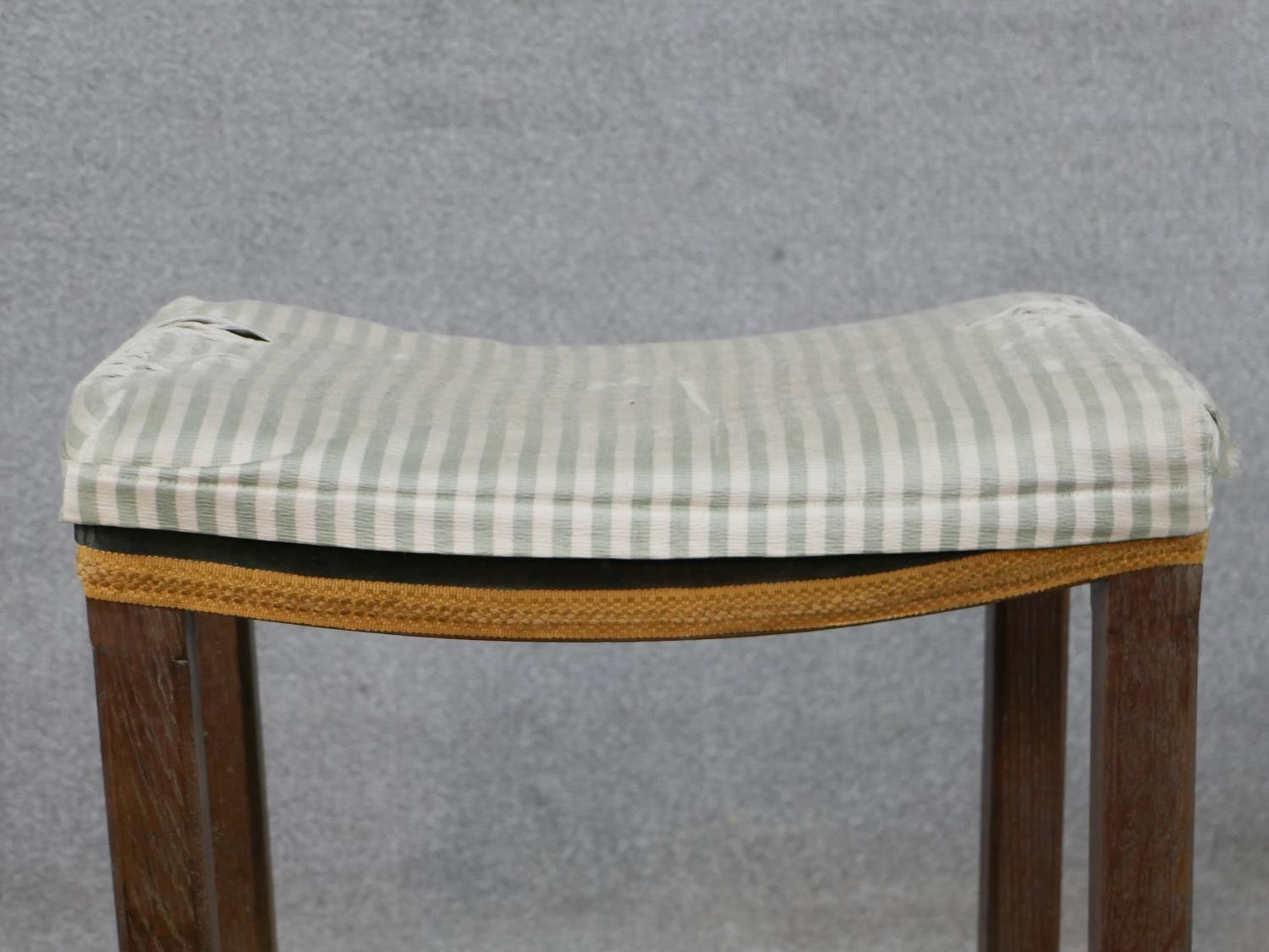 An Art Deco limed oak George VI Coronation stool, with inverted upholstered seat raised on square - Image 2 of 5