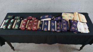 A large collection of approximately 501m of hand embroidered wide silk ribbon in six various colours