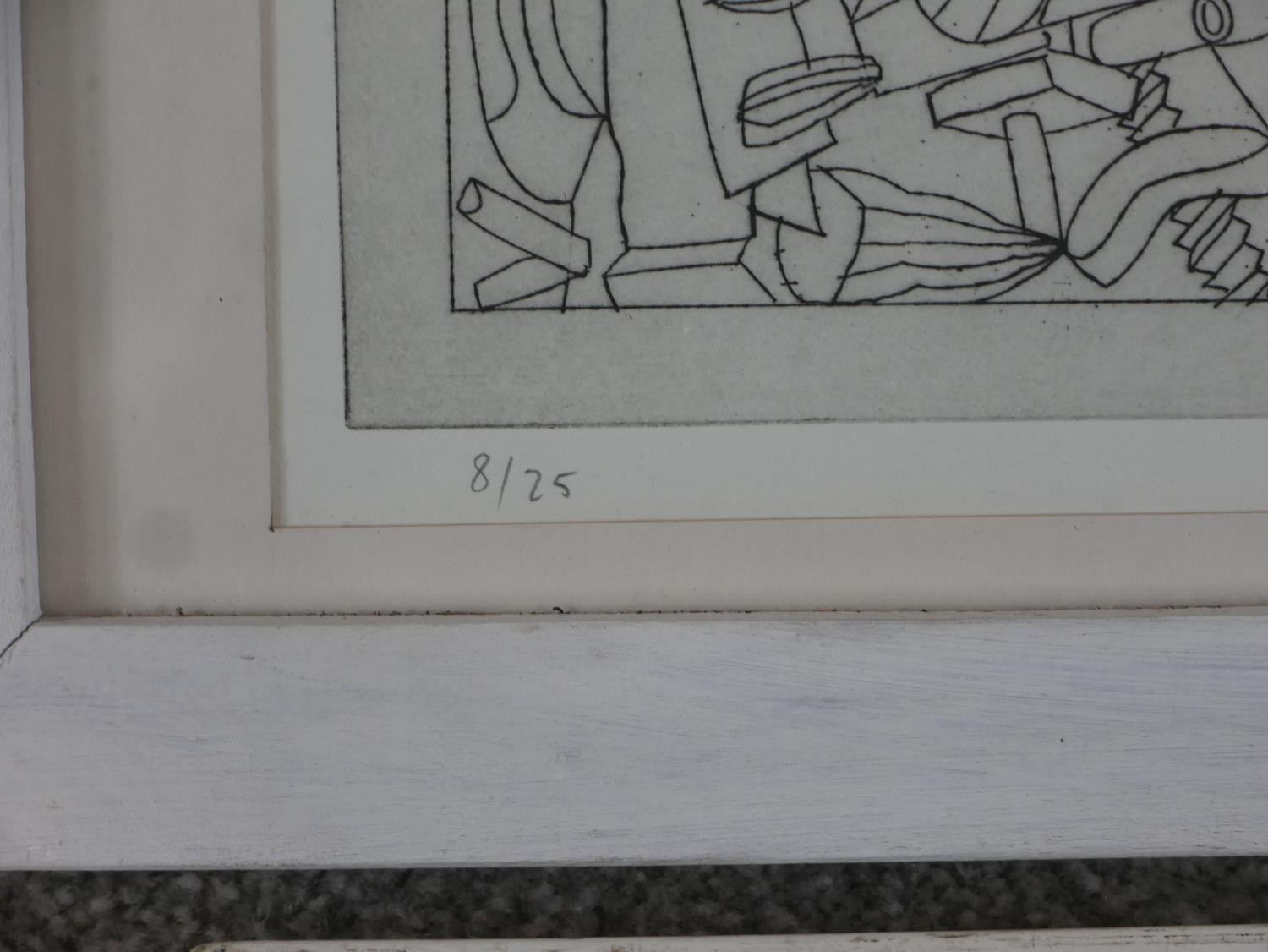 20th century, an abstract engraving of various objects, signed King and dated 96, numbered 8/25. H. - Image 5 of 6